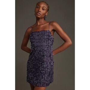 NWT Anthropologie Floral Embellished Navy Mini Dress - XL